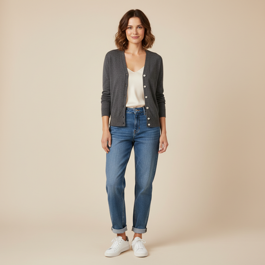 Celia- Cardigan Fin En Maille À Boutons