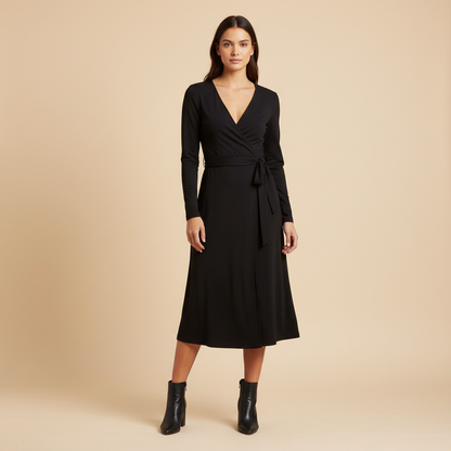 Noa- Robe Portefeuille À Manches Longues