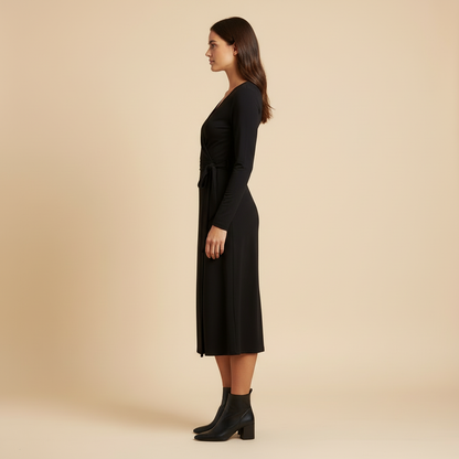 Noa- Robe Portefeuille À Manches Longues