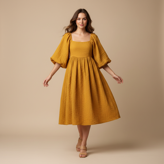 Amélia - Robe Manches Bouffantes