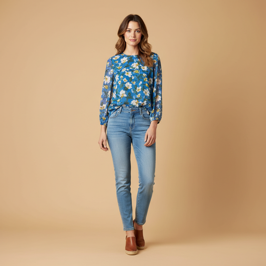 Isaline - Blouse Mousseline Fleurie
